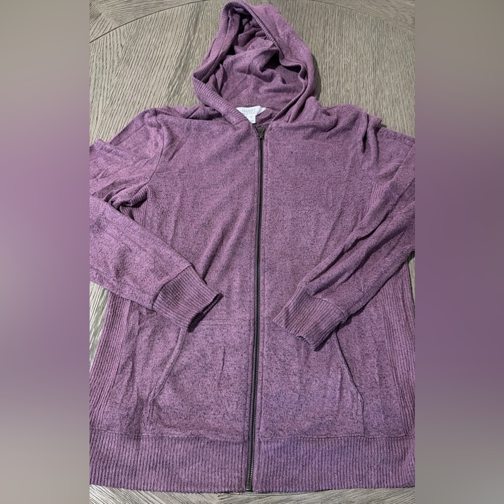 Plush soft Purple Hooded Zip-Up hoodie